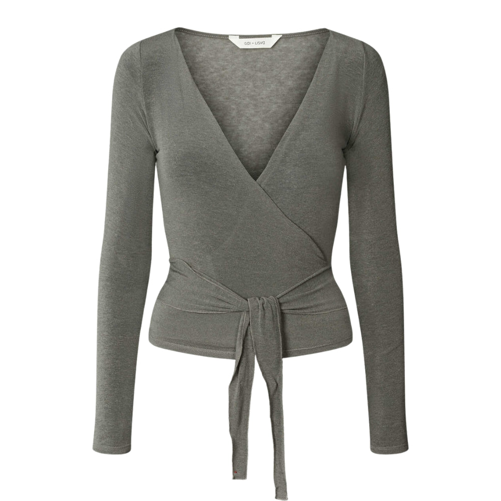 Anne Wool Wrap langærmet t-shirt - Dark Gull Grey